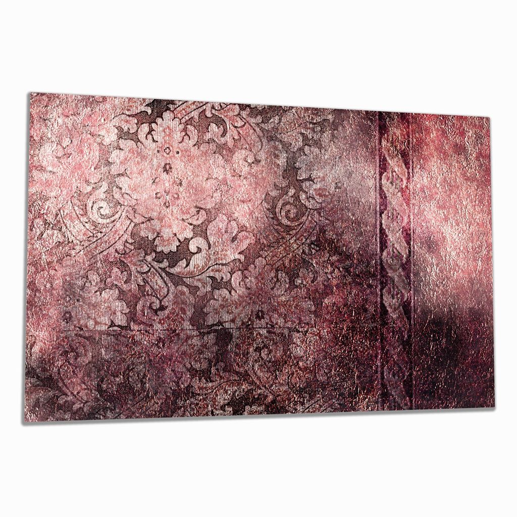 Wallario Herdabdeckplatte aus Glas, Größe 80 x 52 cm 1-teilig, Motiv Schnörkelmuster in rot