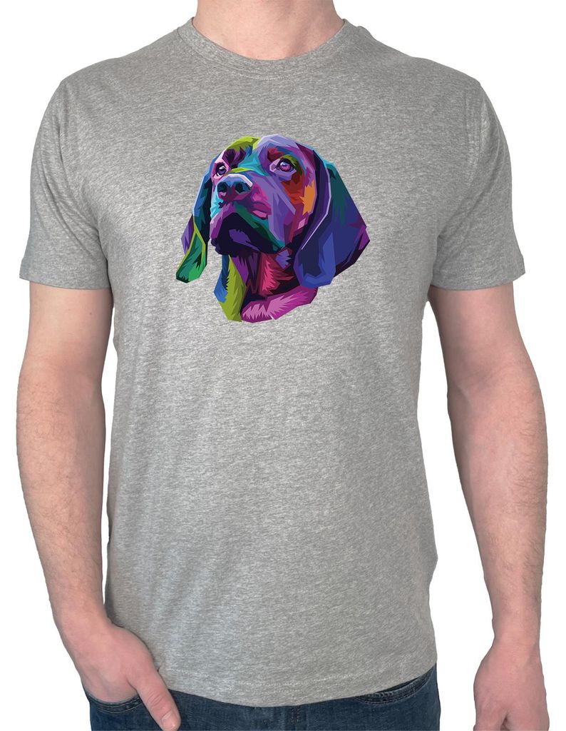 Huuraa Herren T-Shirt Labrador Colorful L Sport Grey Bio Baumwolle Fairtrade Herrenshirt Geschenkidee