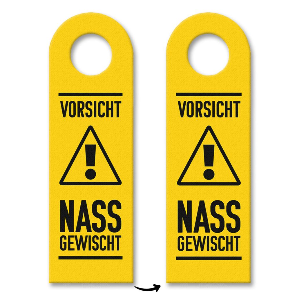 Vorsicht Nass gewischt Türhänger 10er Set mit Hintergrund in gelb