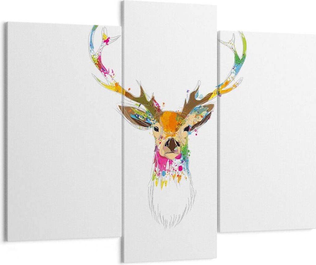 Bild auf Leinwand - Leinwandbild - Deer fantasie Graffiti Grafik - 130x100cm - Wand Bild - Wanddeko - Leinwanddruck - Bilder - Kunstdruck - Leinwan...