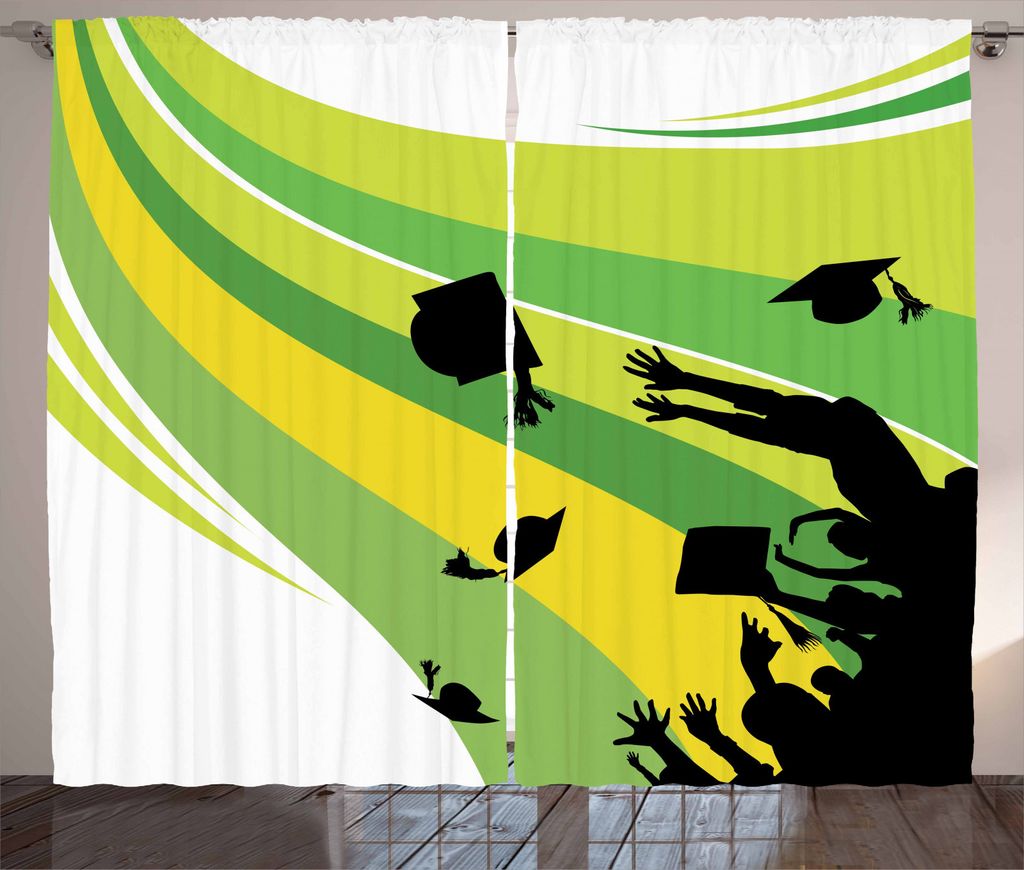ABAKUHAUS Bildung Rustikaler Vorhang, uni-Abschluss, Wohnzimmer Universalband Gardinen mit Schlaufen und Haken, 280 x 245 cm, Mehrfarbig