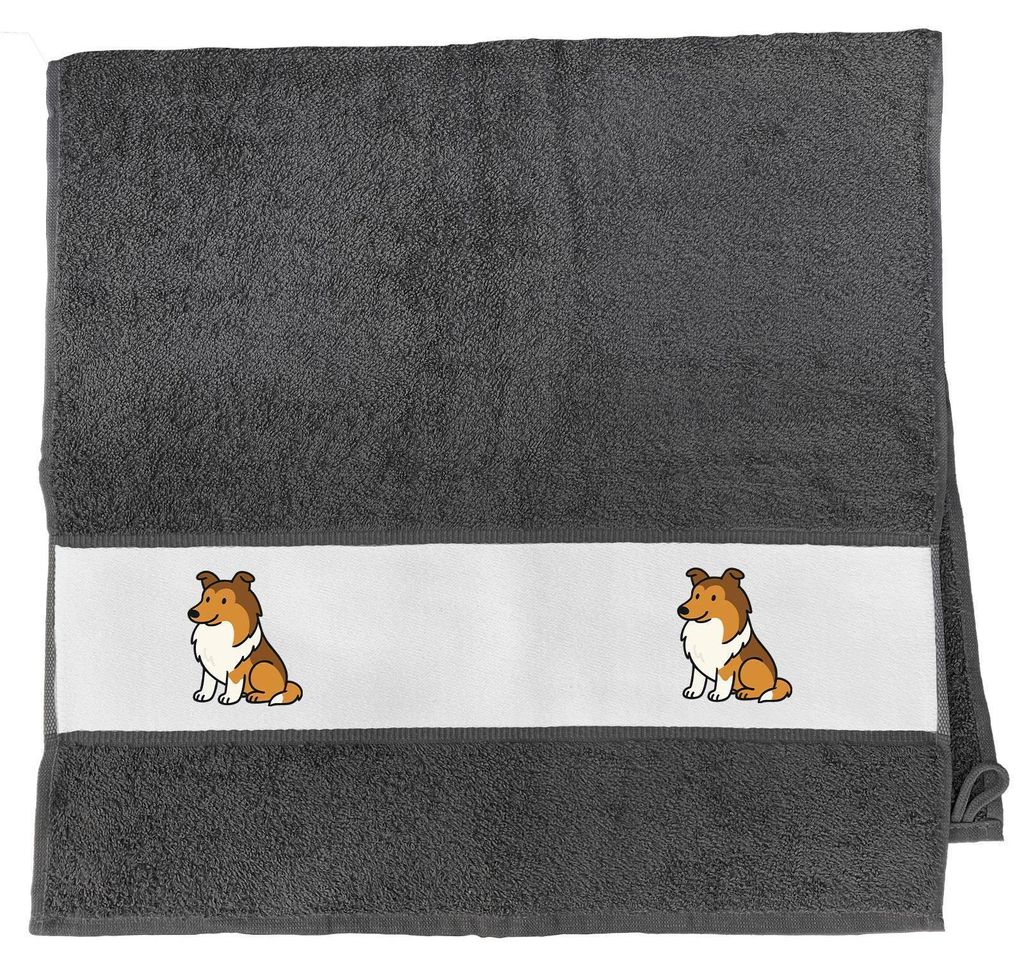 Huuraa Handtuch Collie Comic Colli 50x100cm Graphite Baumwolle Handtuch Geschenkidee