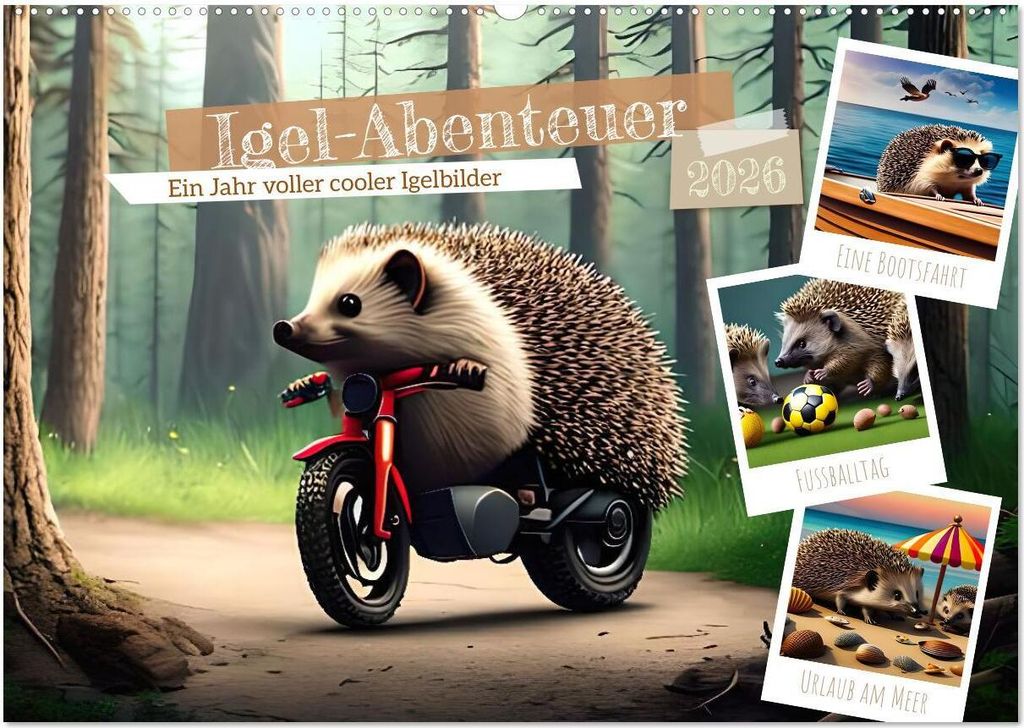 Igel-Abenteuer (Wandkalender 2026 DIN A2 quer), CALVENDO Monatskalender
