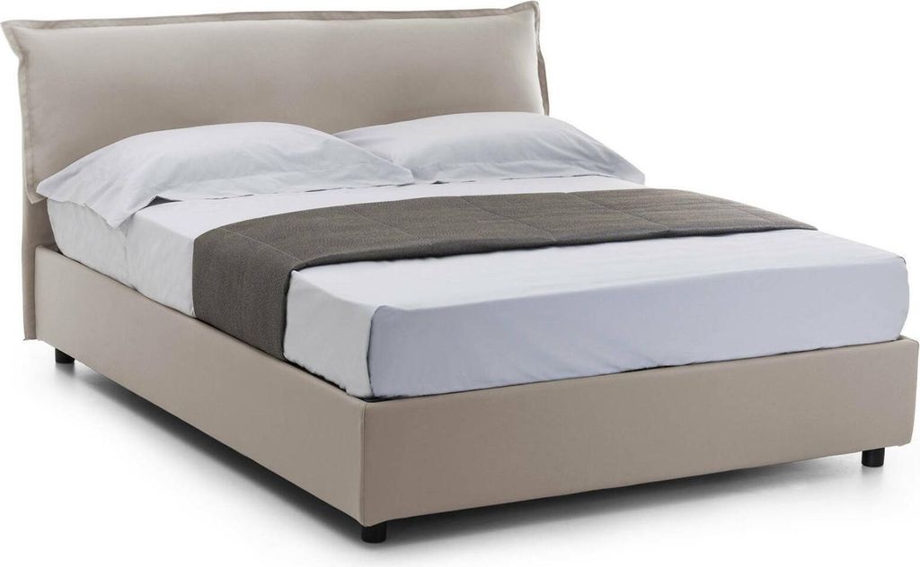 Doppelbett Clorinda, Containerbett mit abnehmbarem Bezug mit gepolstertem Kopfteil und Bettrahmen, 100% Italy, inklusive Matratze 160 x 200 cm, Tu...