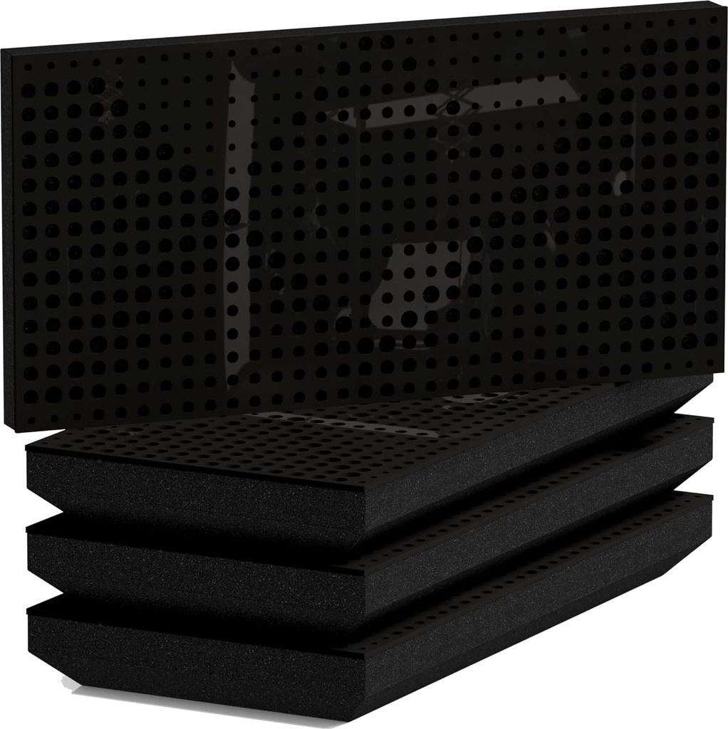 4er-Pack–Schmaler schallabsorbierender Akustik WILDS-H -Diffusionspanel | 25x50cm | Reflexion |Dicke–Farbe: [53mm | Schwarz glänzender Kunstst...