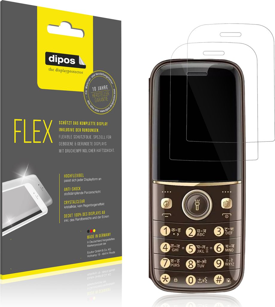 2x Schutzfolie für Cellecor R1 Folie, 100% Displayabdeckung, dipos Flex