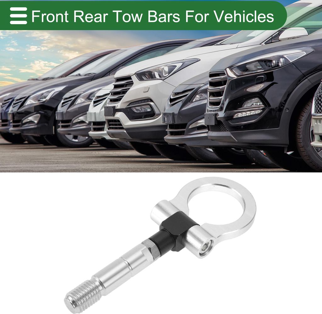 Zugstangen für Fahrzeuge für Mazda RX8 2003-2008 Vorne Hinten Schlepphaken 11mm Aluminium Legierung 104mm Silberton 1 Set