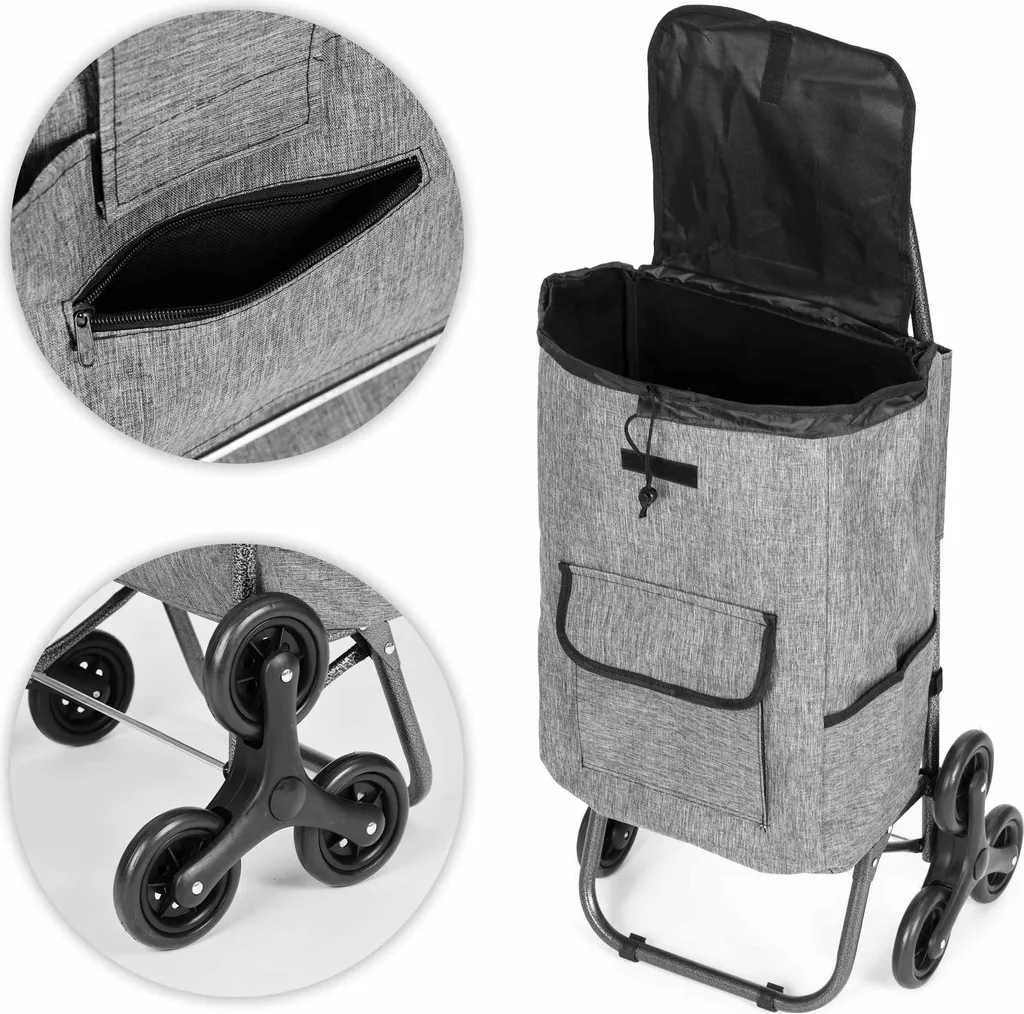 Poussette de marché 33L à 6 roues pour escaliers et sac imperméable pro
