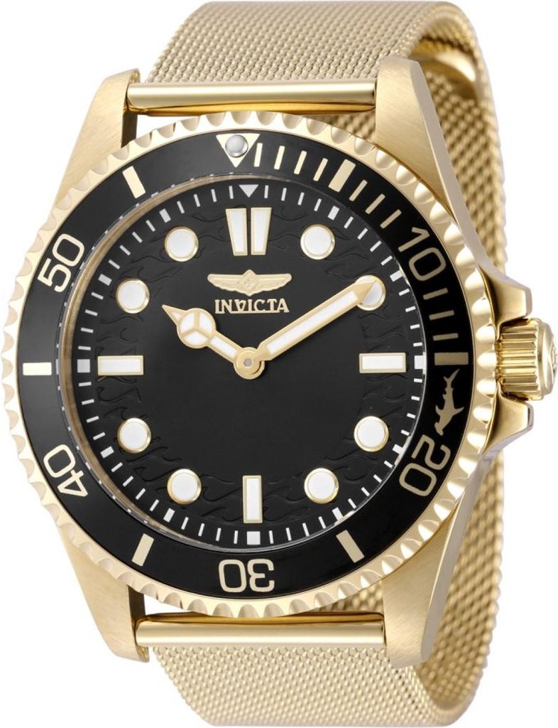 Invicta Pro Diver 49691 Herrenarmbanduhr - Quartz Bewegung - Edelstahl mit schwarzem Zifferblatt - 43 mm