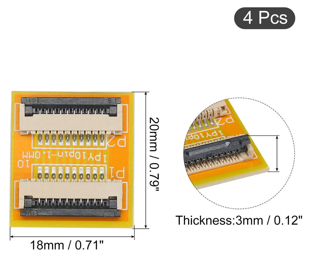 4 Stš¹ck FFC FPC Erweiterungsplatine PCB-Extend ZIP HDD-Anschluss 10 Pin 1mm Pitch Einseitig fš¹r LCD 3D Drucker Kamera DVD TV Laptop