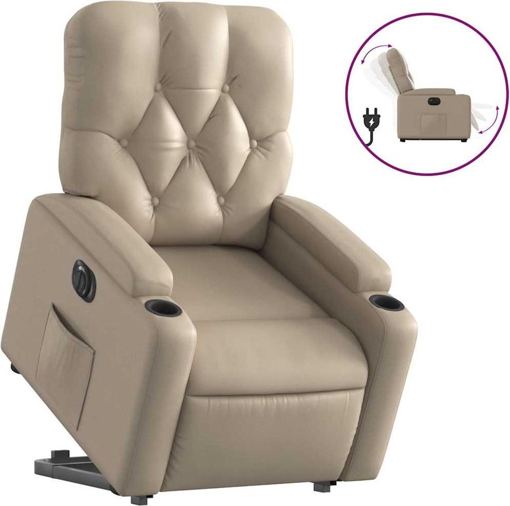 vidaXL Relaxsessel mit Aufstehhilfe Elektrisch Cappuccino Kunstleder