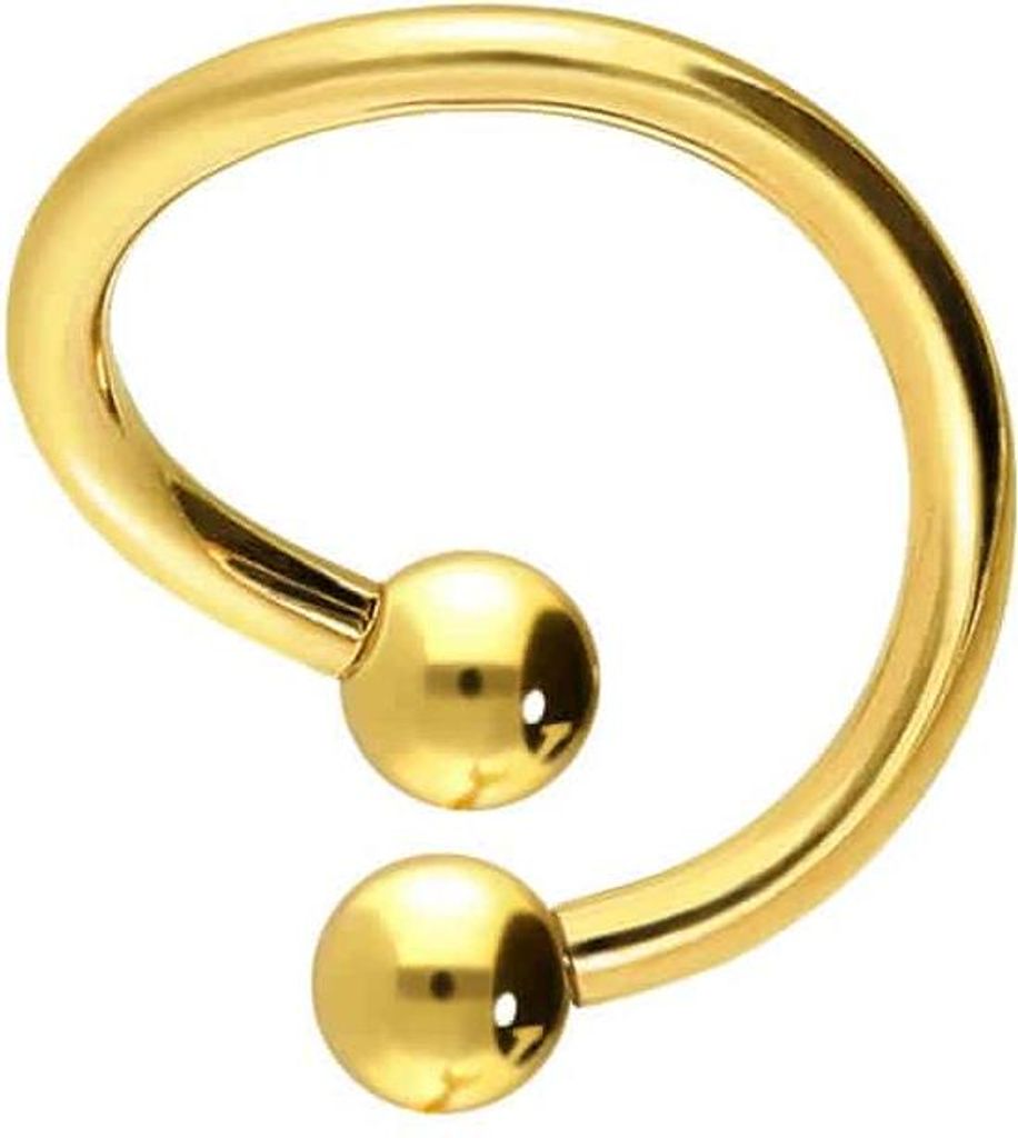 Ohrpiercing, Nasenpiercing, Septum Piercing Chirurgenstahl spiralförmiger Hufeisenring Gold Innendurchmesser: 8 mm