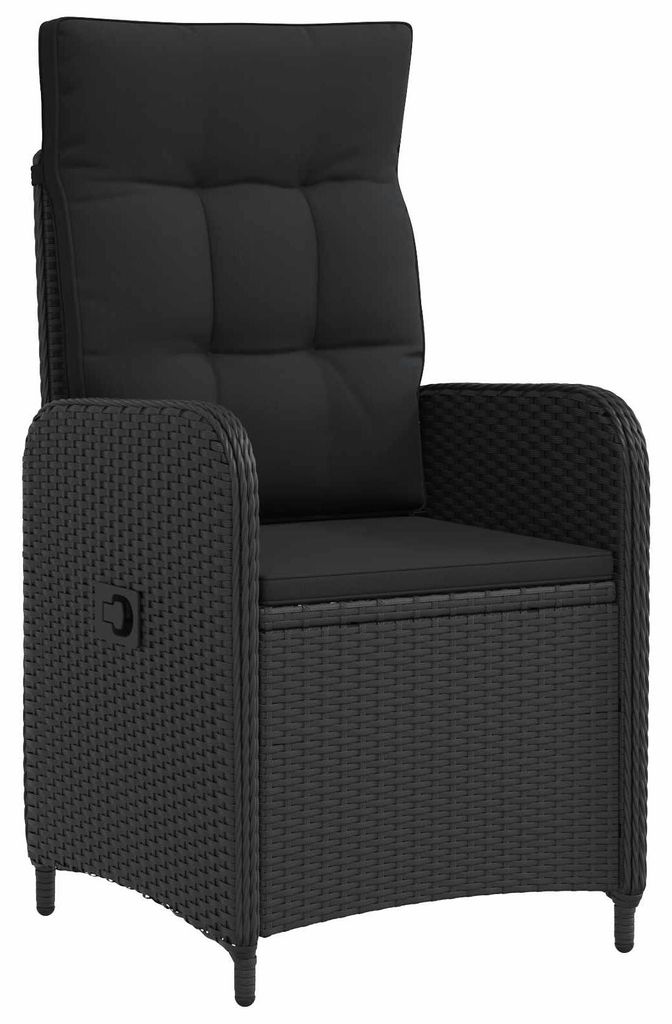 vidaXL Verstellbarer Gartenstuhl Schwarz Poly-Rattan