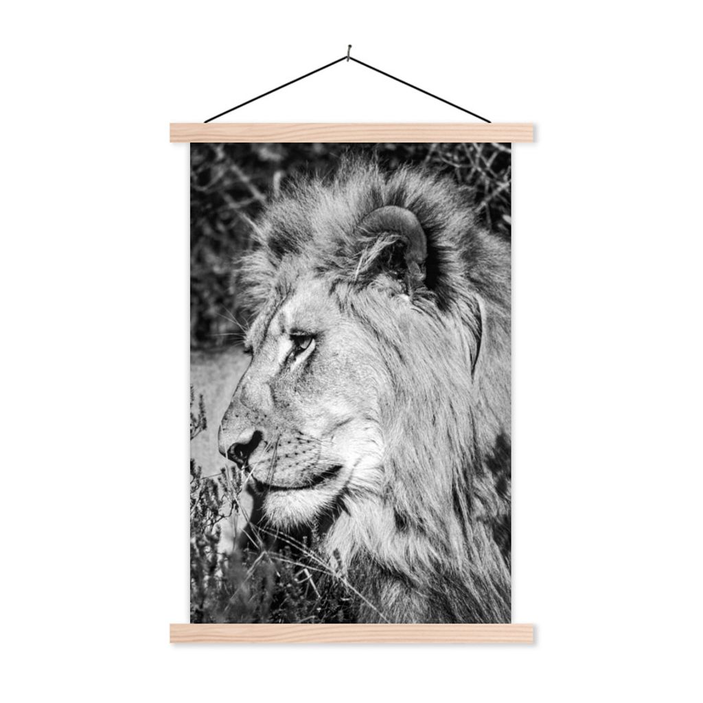 MuchoWow Textilposter Löwe - Tiere - Wild 60x90 cm mit holzfarbenen Rahmen - Textil