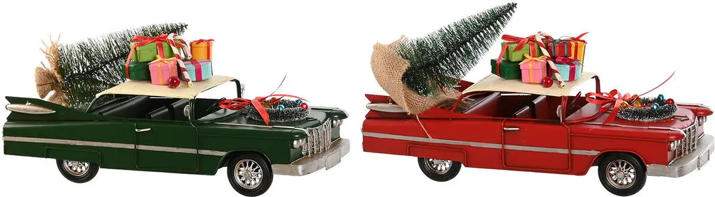 Décorations de Noël Home ESPRIT rouge et vert 36x14,5x23 cm - lot de 2