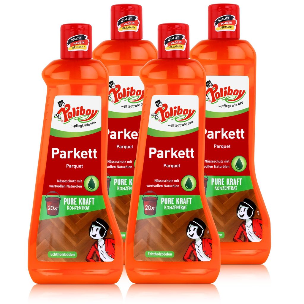 Poliboy Parkett Konzentrat Reiniger 500ml - Reinigt & pflegt (4er Pack)