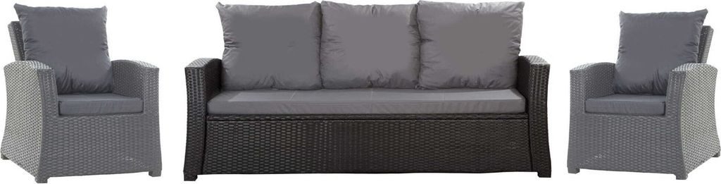 Polyrattan-Möbelkissen set 5-Sitzer 168x50cm + 2x 56x52cm| Sitzkissen-Set Anthrazit, Sofakissen, Outdoor-Kissen mit Rückenlehne, Gartenstuhle-Kissen