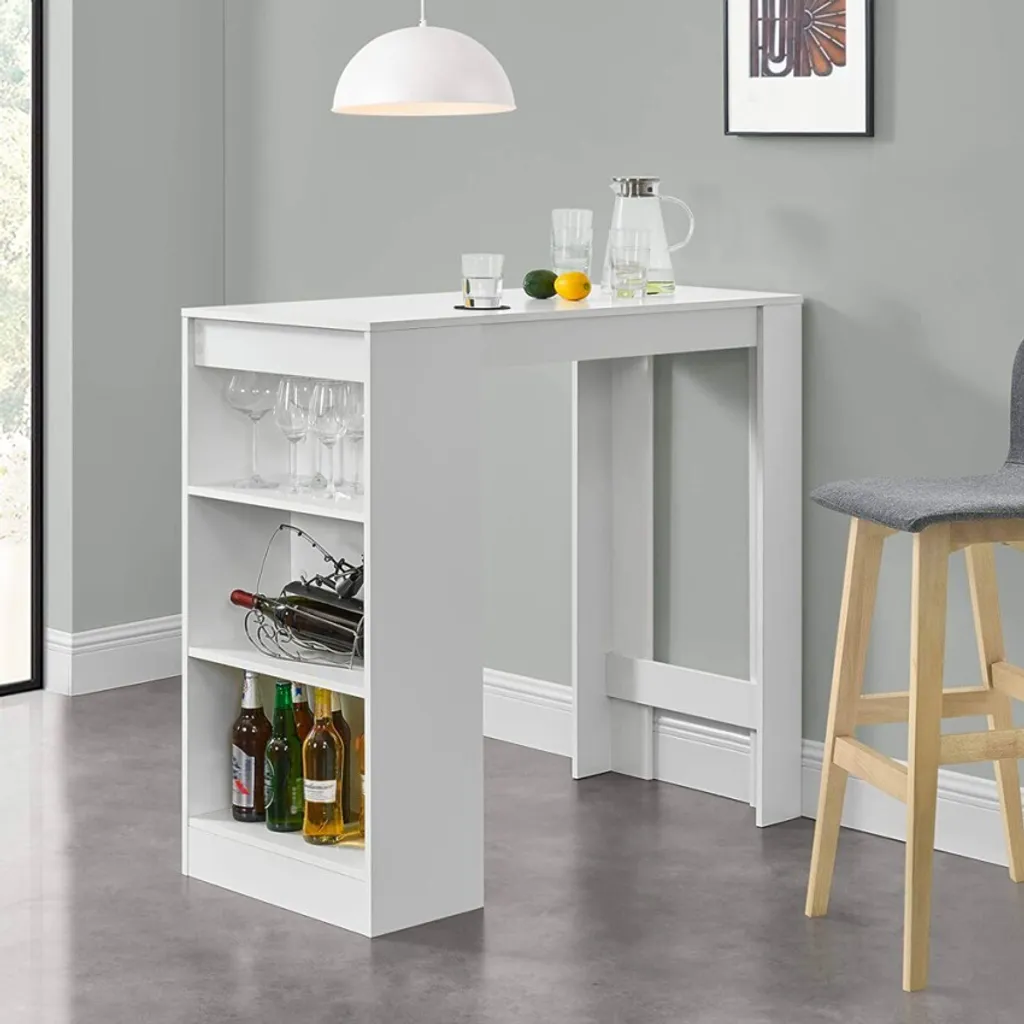 Table bar Petra 103 cm : la solution gain de place avec étagères