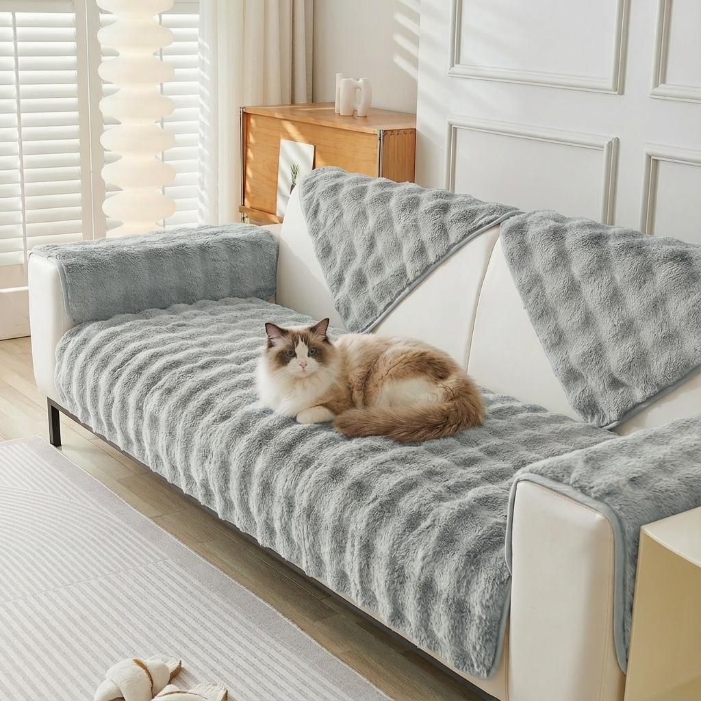 Samt Sofaschoner Sofa Überzug Grau 90*210cm