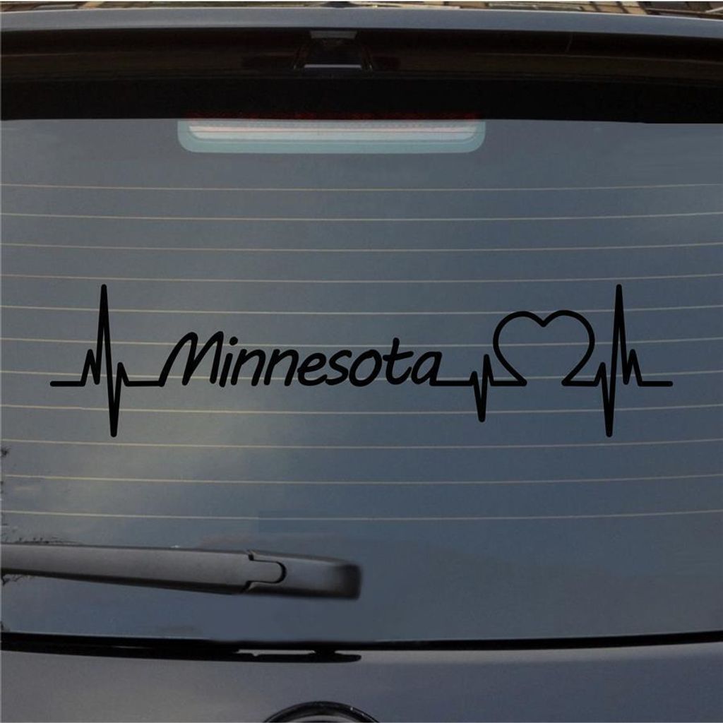 Heckscheibenaufkleber Minnesota Herzschlag Puls Staat USA Liebe 55x13 cm Schwarz Matt Auto Aufkleber Sticker