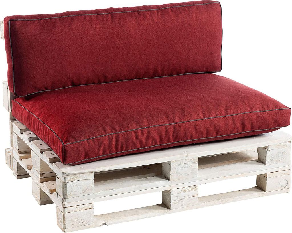 Palettenkissen aus Schaumstoff PWK (Sitzkissen 120x50, Bordeauxrot)