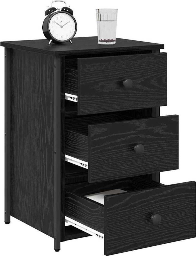 Table de chevet vidaXL avec tiroirs, aspect chêne noir, 40 Image du produit 