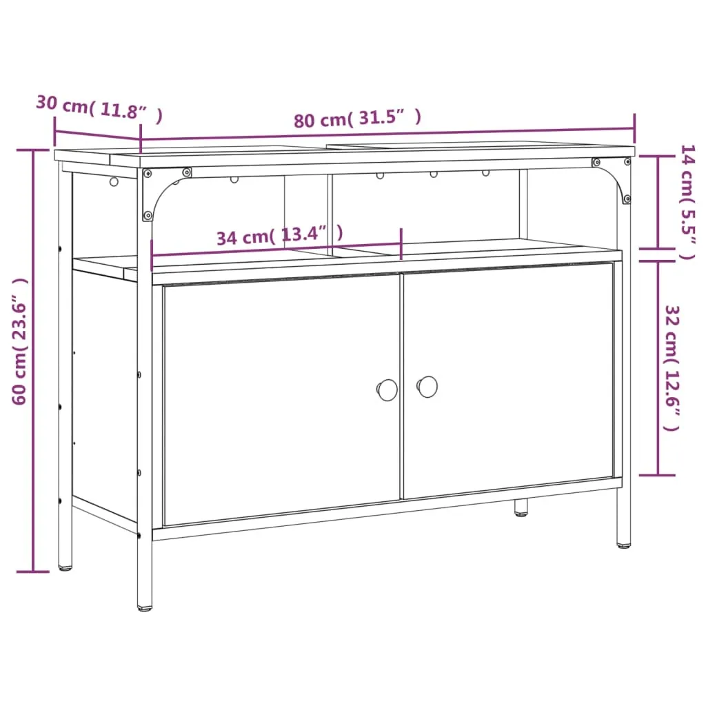 Mobile Lavabo Bagno Grigio Sonoma 80x30x60 cm SYFAX - Arredo Salvaspazio - 10