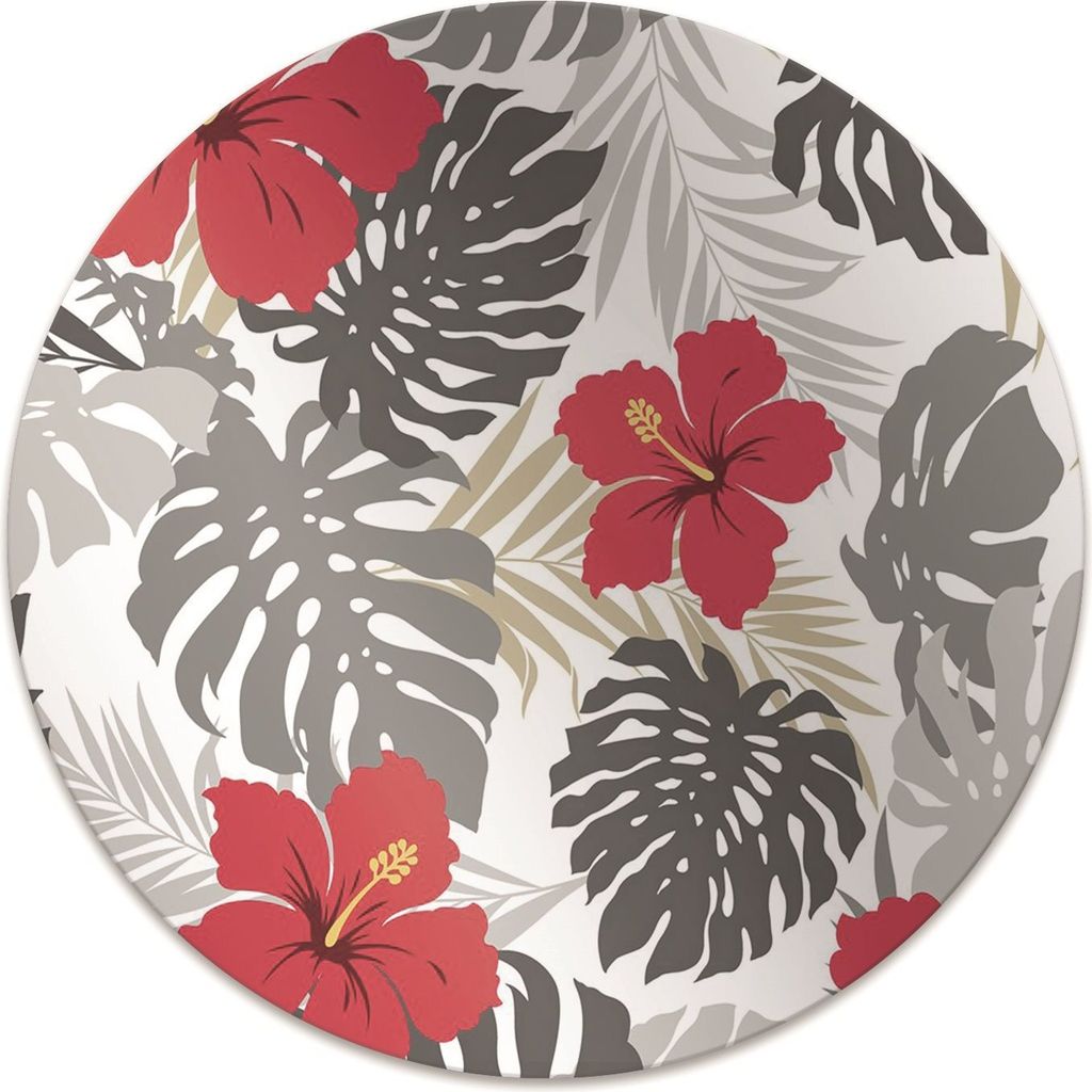 Rundmatte - Stuhlunterlage Bürostuhlunterlage - Rund Ø 100 cm - Bodenmatte - Fußmatte - Hibiskus