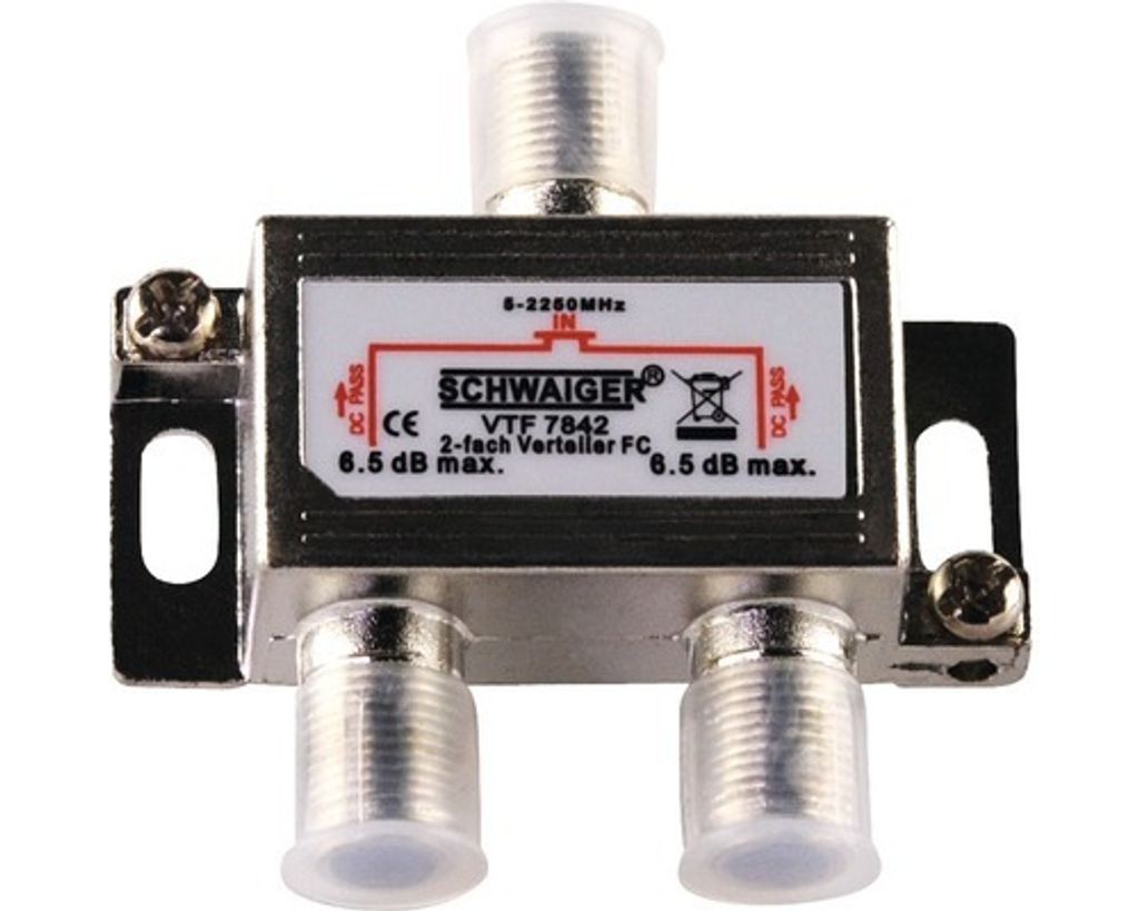 Schwaiger VTF7842 531, Kabelsplitter, 5 - 2250 MHz, Silber, Produktbild 