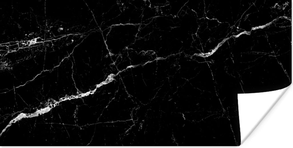 MuchoWow Poster Marmor - Schwarz - Marmoroptik - Weiß - Luxus - Stein 40x20 cm - Poster für die Wand - Poster Schlafzimmer
