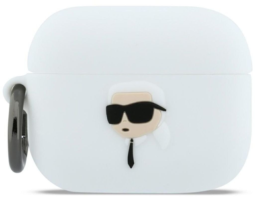Schutzhülle für AirPods Pro 3, Karl Lagerfeld Silicone Karl Head 3D, Weiß