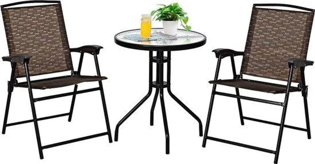 Mobilier de balcon pliant : ensemble bistrot 2 chaises et table d'été