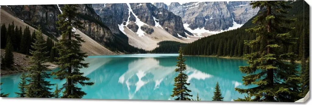 Quadro Panorama Lago 150x50 cm - Stampa su Tela per Soggiorno Moderno
