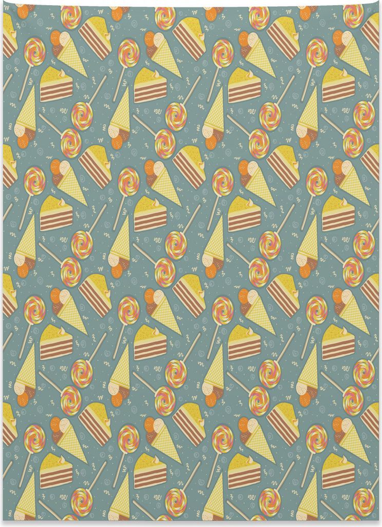 Abakuhaus Eis Wandteppich, Süßigkeiten und Eiscreme aus Weiches Mikrofaser Stoff Kein Verblassen Klare Farben Waschbar, 110 x 150 cm, Mehrfarbig