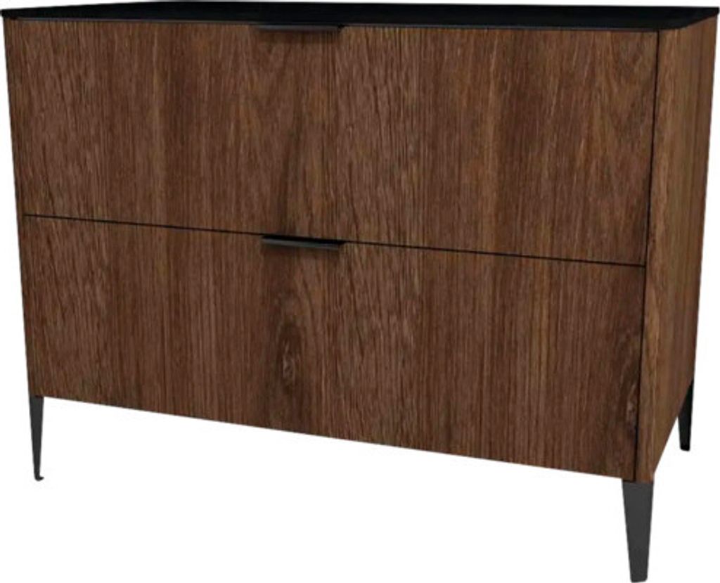 Kommode mit 2 Schubladen Devo Lotos 76x100x53 cm bronze expressive oak/schwarz