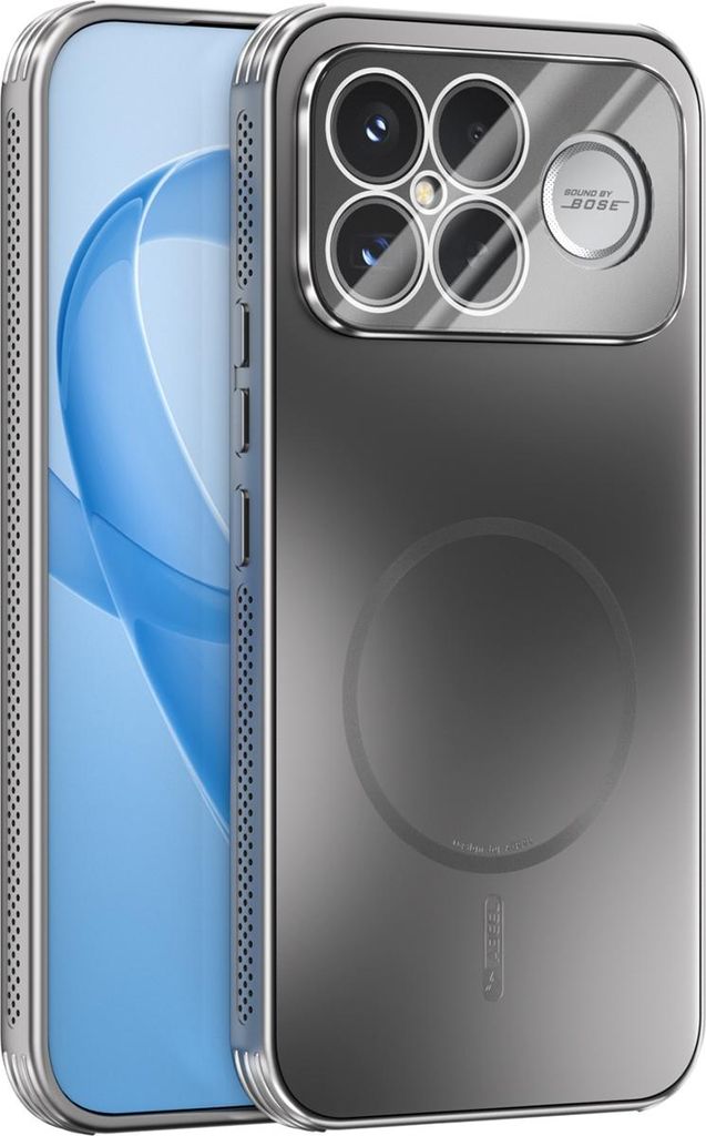 Matte PC TPU Hülle für Xiaomi Poco F8 Ultra/Redmi K90 Pro Max Magnetische Handyhülle mit Linsenabdeckung und Wärmeableitung Stoßstange Grau