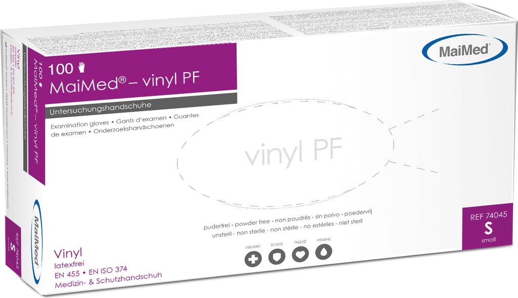MaiMed vinyl PF Untersuchungshandschuhe unsteril puderfrei Produktbild 