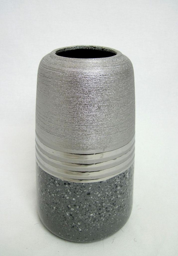 GILDE Vase, "Magma", gestreift, Keramik, anthrazitfarben, Produktbild 