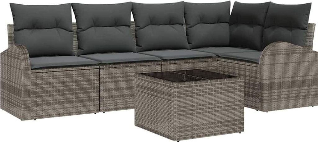 Sofa Set mit Kissen Grau Polyester