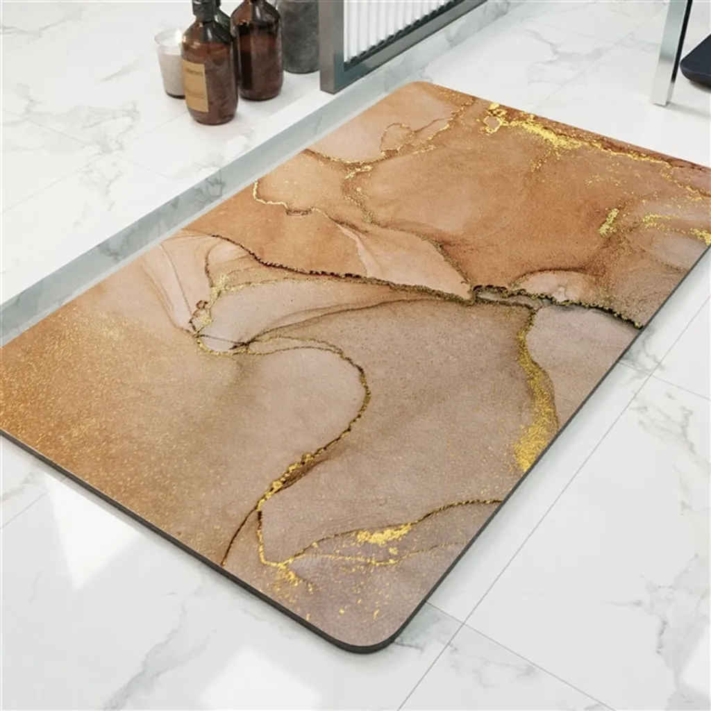 Tappeto da bagno moderno ad asciugatura rapida Tappeto da bagno assorbente e antiscivolo Marrone, dimensioni 60x90 cm