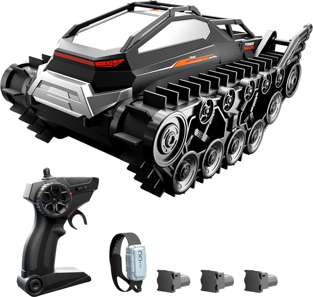 Ferngesteuertes Stunt-Auto, 2,4 GHz Amphibien-Panzerfahrzeug, Gelaendegaengiges Land-/Wasserspielzeug mit 3 Batterien, Geschenke fuer Kinder, Junge...