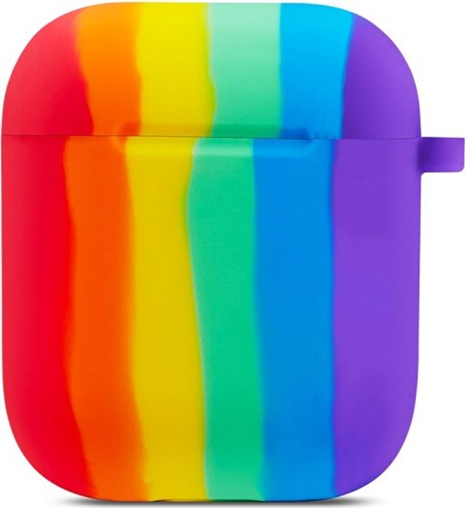 Peachy Rainbow Pride Silikon-Regenbogenhülle Kompatibel mit AirPods 1 und 2 - Pastell