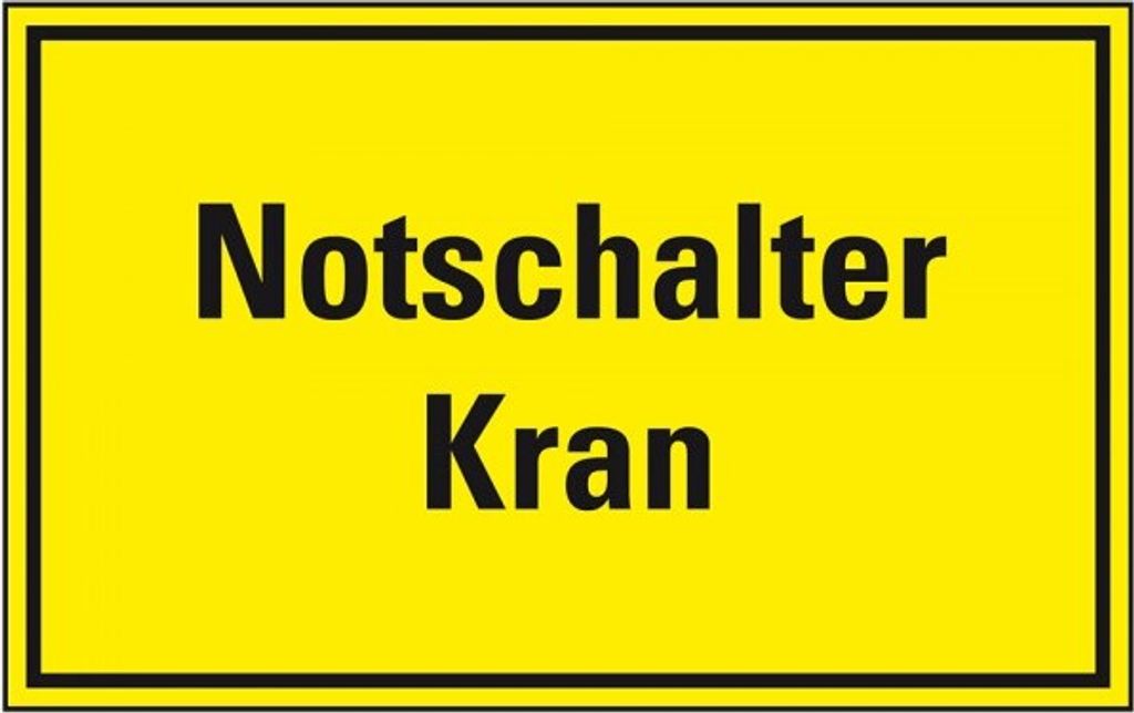 Dreifke Schild I Hinweisschild Notschalter Kran, Kunststoff, 150x100mm