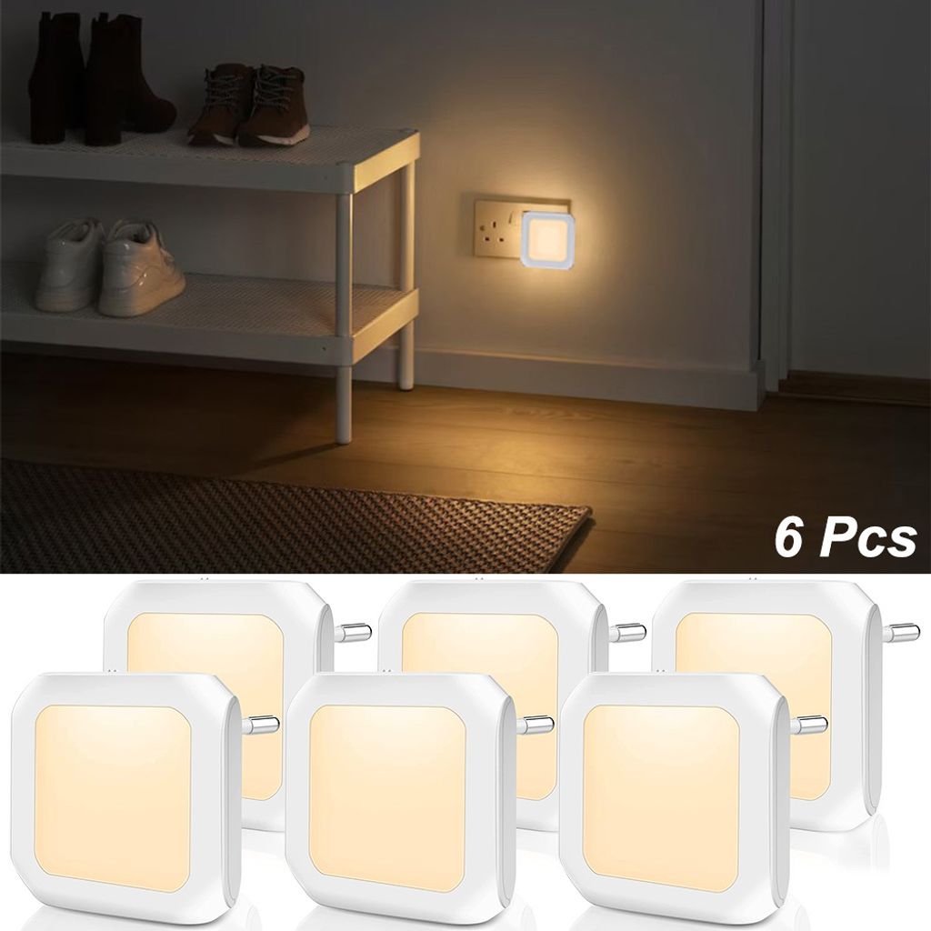 6 Stück LED Nachtlicht Steckdose Warmweiß Dimmbar Produktbild 