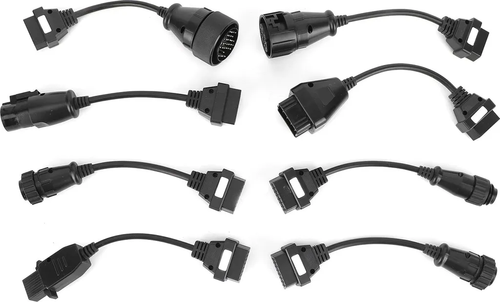 Kit Diagnosi Camion OBD2 8 Pezzi - Adattatori Multimarca 12V Nero