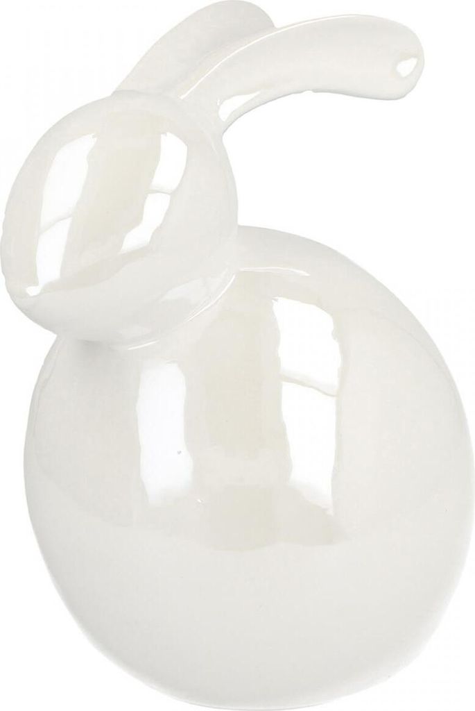 Keramikhase Dekofigur Osterhase Weiß Perlmutt Frühling Ostern 17cm