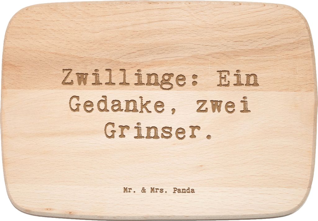 Mr. & Mrs. Panda Holz Küchenbrett Spruch Zwillingsgeschwister Grinser - Transparent - Geschenk, Verbindung, Gedanken teilen, Holzbrett, Freude, Fr...