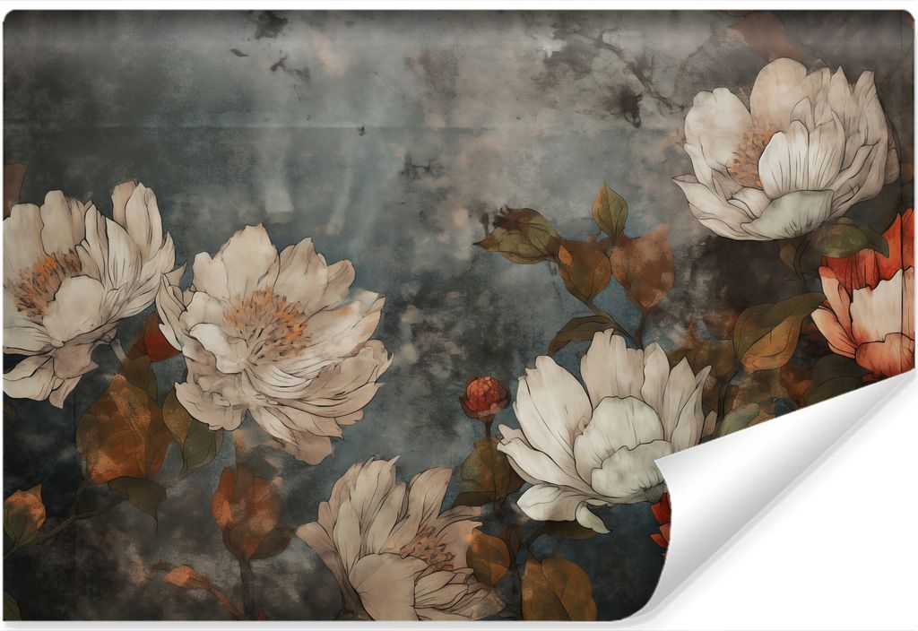 Muralo Vlies Fototapete Blumen Blätter PFLANZEN 3D Effekt Retro 368 cm x 254 cm