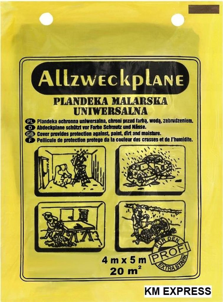 Malerfolie 4X5 M FEINZ Robuste Schutzplane Für Renovierungsarbeiten Wasserfest Und Langlebig Grau