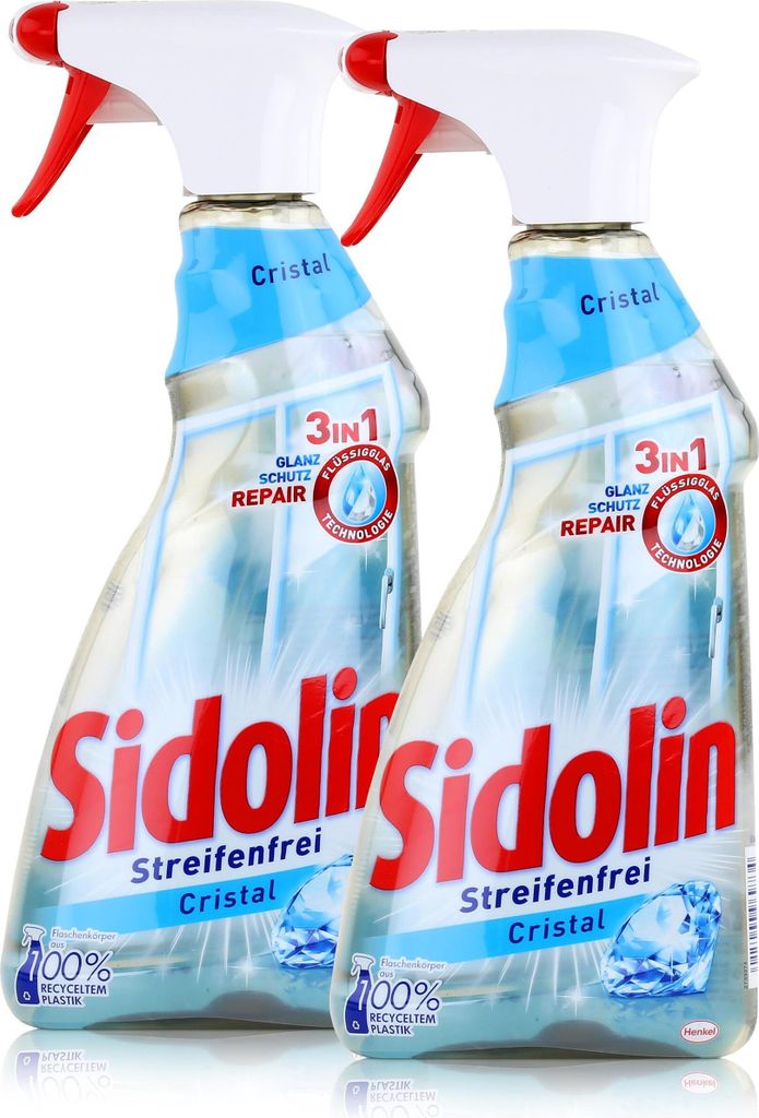 Sidolin Streifenfrei Cristal 500ml - Glasreiniger, Fensterreiniger (2er Pack)